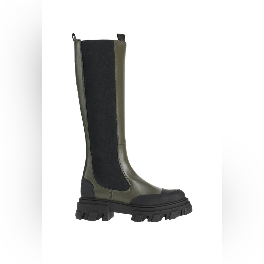Ganni Over the Knee Boots - Black and Olive